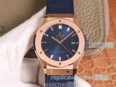 Replica Hublot Classic Fusion Swiss ETA2892 Watch Blue Dial 42mm